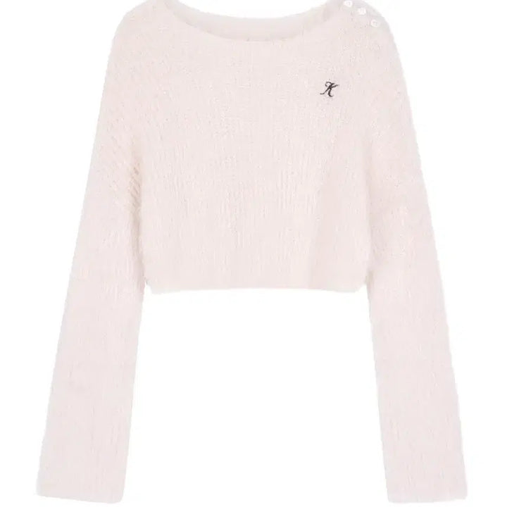 [BUNJANG] Clishare Cloud One-Shoulder Button Knit Pink / 클리시어 클라우드 원숄더 버튼 니트 핑크