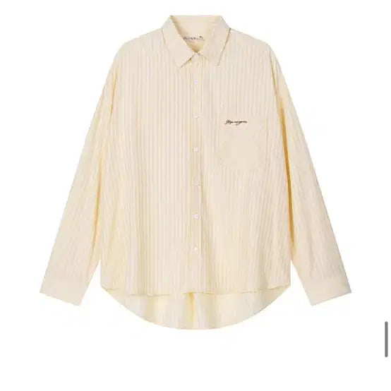 [BUNJANG] Margarine Yellow Stripe Lettering Shirt / 스트라이프 마가린 레터링 yellow stripe shirt