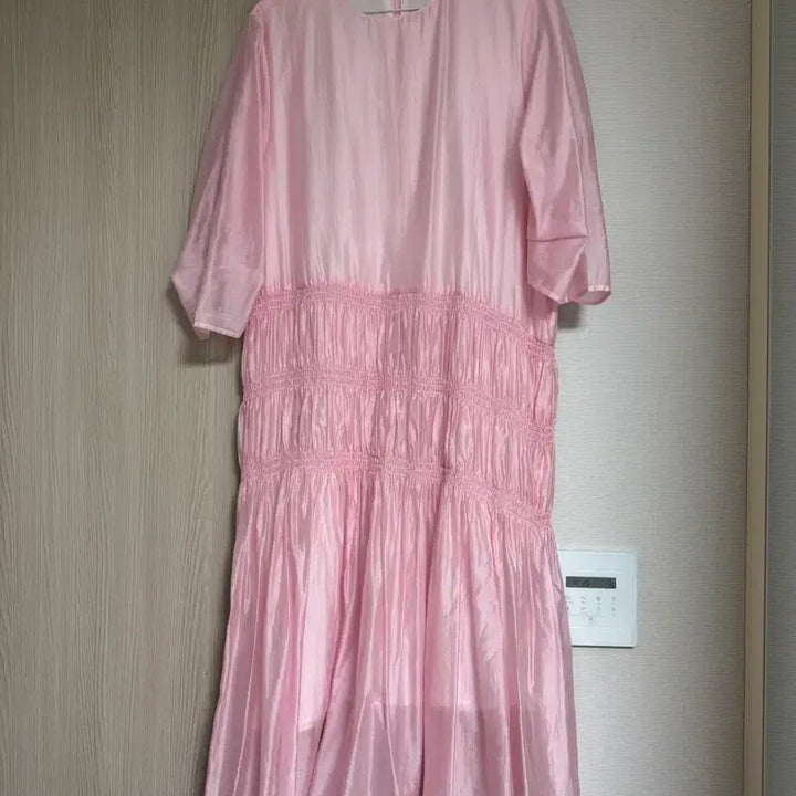 [BUNJANG] Hans Style Lyocell Shirred Long Dress (Pink) / [한스스타일] 라이오셀 셔링 롱 원피스 (핑크)