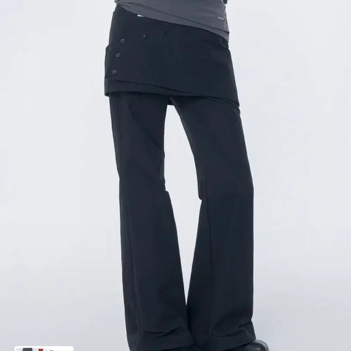 [BUNJANG] Miseki Seoul Layered Button Wrap Skirt Pants Set Black / 미세키서울 Layered button wrap skirt pants 1