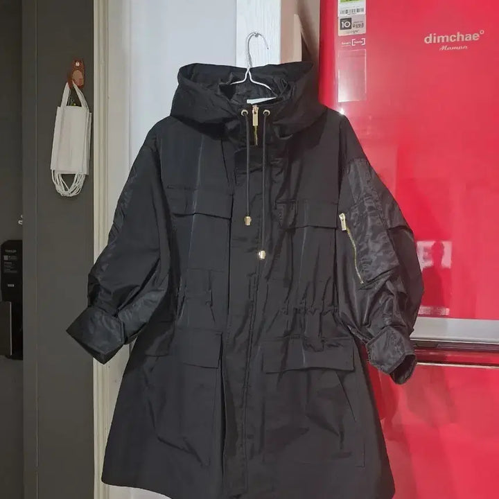 [BUNJANG] Karl Lagerfeld Black Hooded Trench Coat - Size M / 칼 라거펠트 블랙 후드 트렌치 코트 M