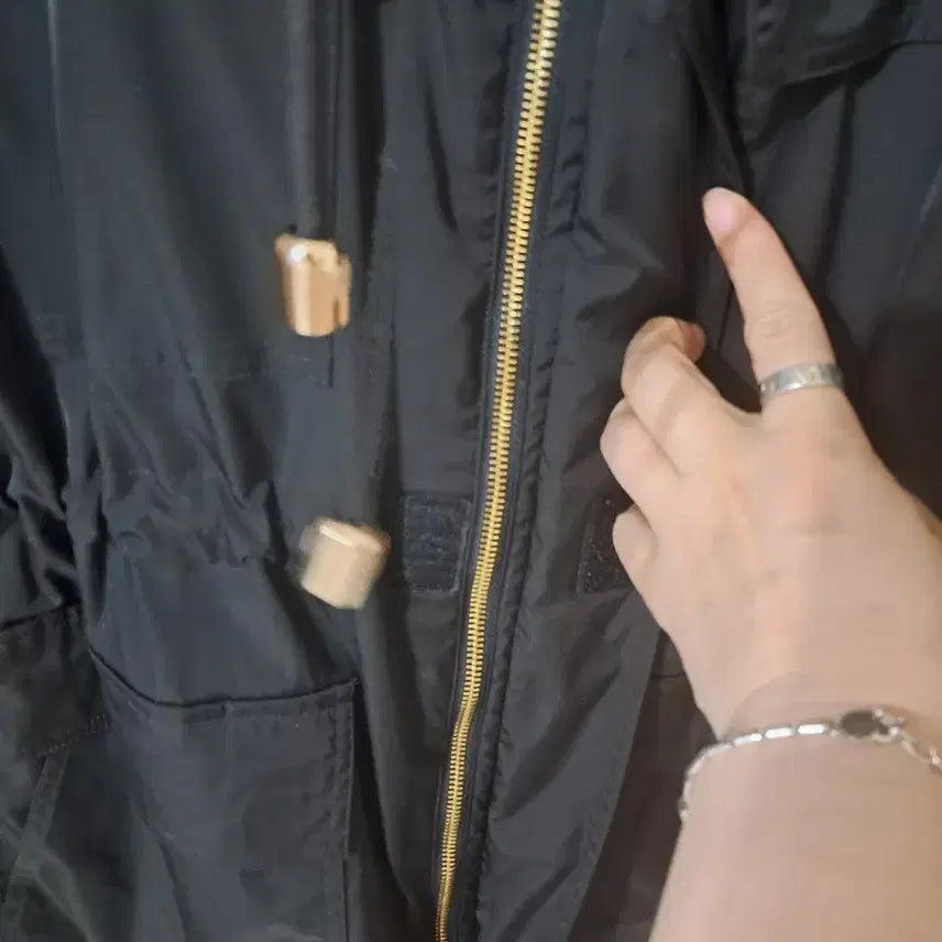 [BUNJANG] Karl Lagerfeld Black Hooded Trench Coat - Size M / 칼 라거펠트 블랙 후드 트렌치 코트 M