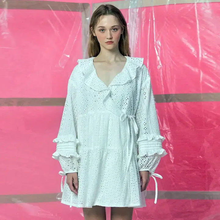 [BUNJANG] EYEYE Punching Eyelet Wrap Dress / 아이아이(EYEYE) 펀칭 아일렛 랩원피스 프리사이즈