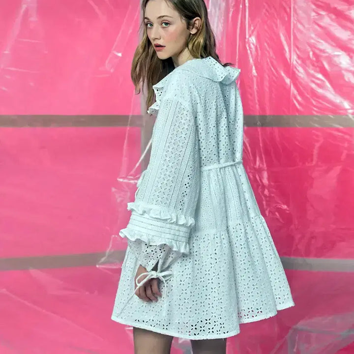 [BUNJANG] EYEYE Punching Eyelet Wrap Dress / 아이아이(EYEYE) 펀칭 아일렛 랩원피스 프리사이즈