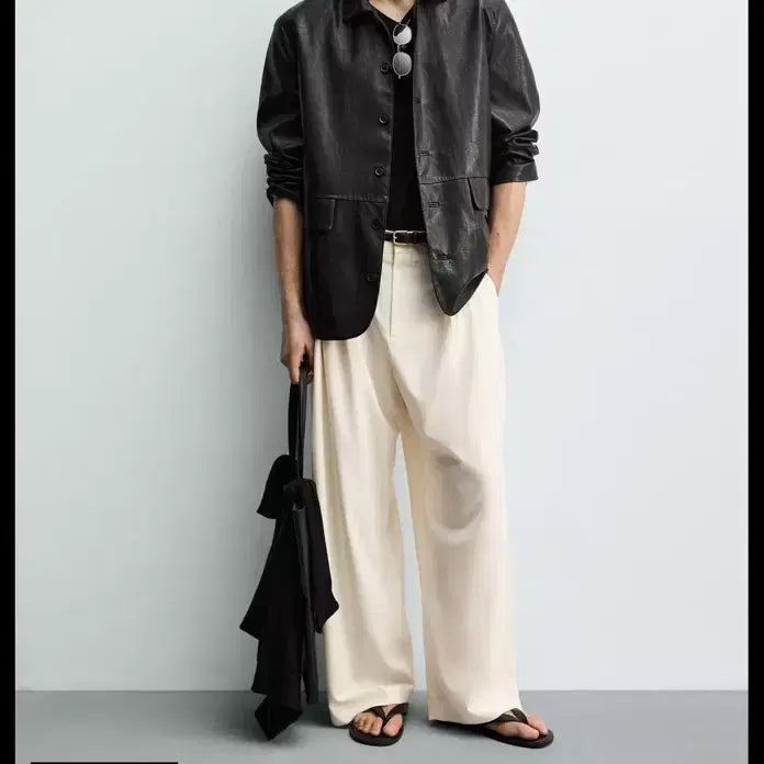 [BUNJANG] Zara Relaxed Fit Faux Leather Overshirt M / 자라 릴렉스핏 페이크 레더 오버셔츠