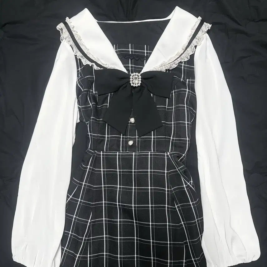 [SOLD OUT] [새것]리즈리사 LIZ LISA 세일러 셋업 체크 긴팔 양산형 지뢰계
