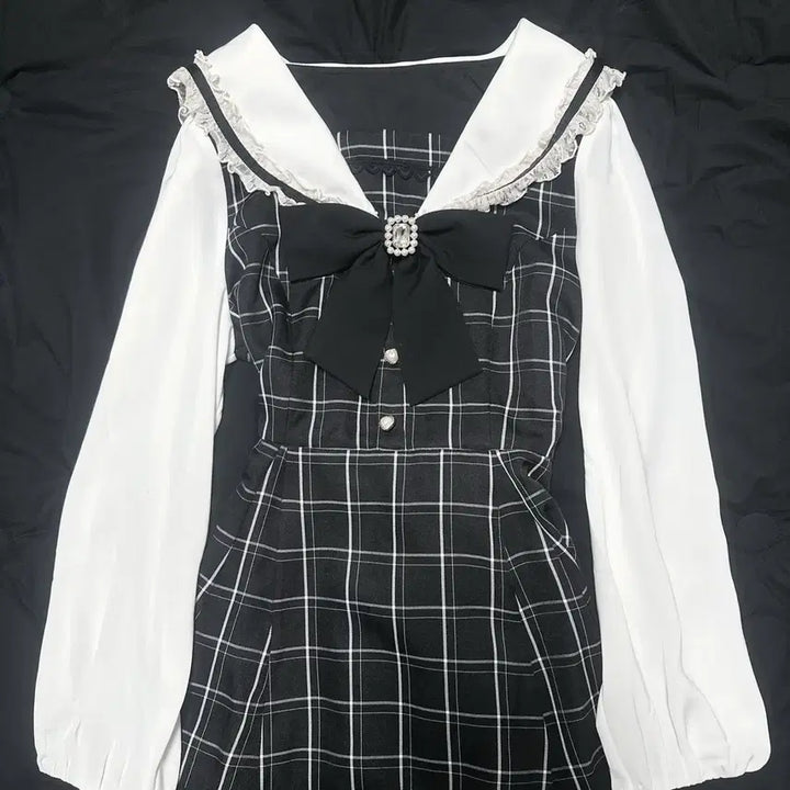 [SOLD OUT] [새것]리즈리사 LIZ LISA 세일러 셋업 체크 긴팔 양산형 지뢰계