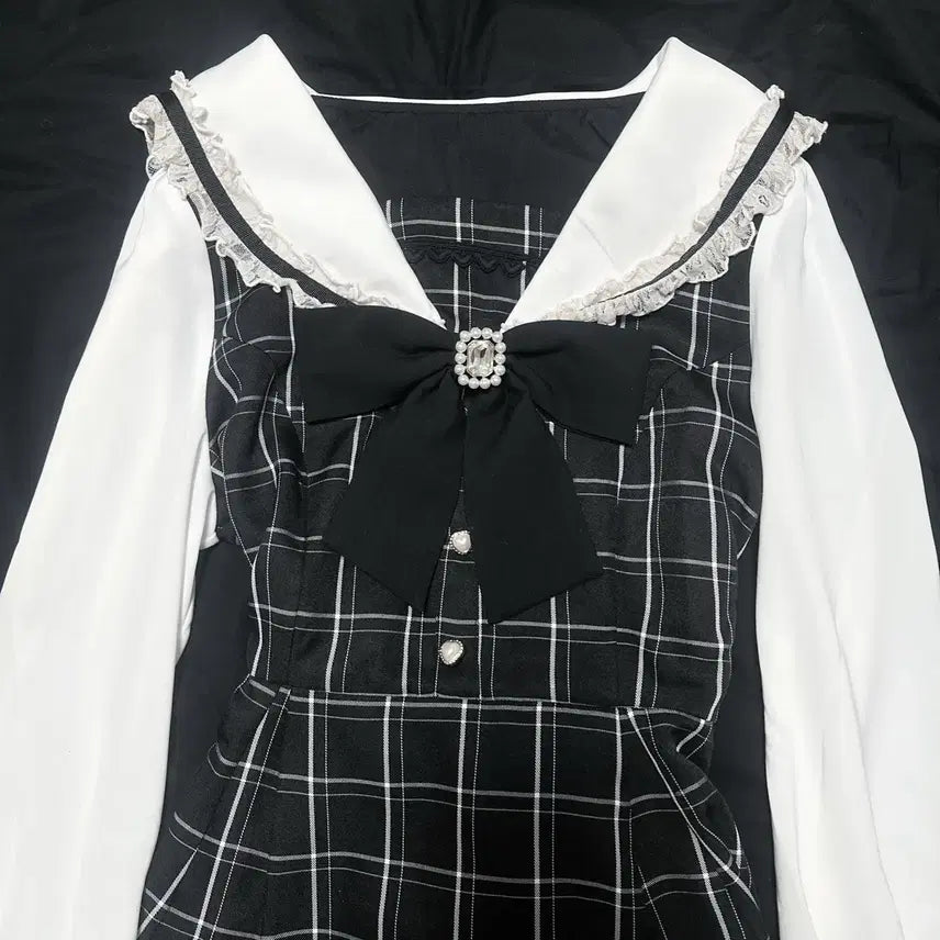 [SOLD OUT] [새것]리즈리사 LIZ LISA 세일러 셋업 체크 긴팔 양산형 지뢰계