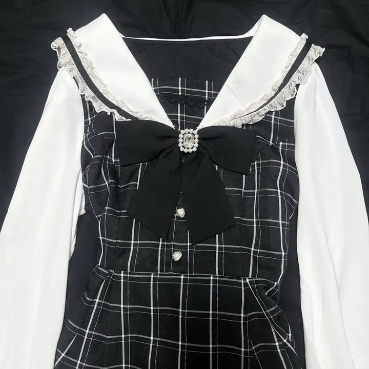 [SOLD OUT] [새것]리즈리사 LIZ LISA 세일러 셋업 체크 긴팔 양산형 지뢰계