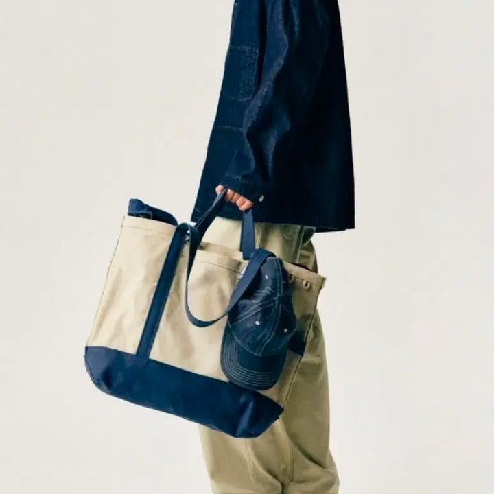 [SOLD OUT] (1회착)에스피오나지 헤비캔버스 토트백 숄더백 네이비