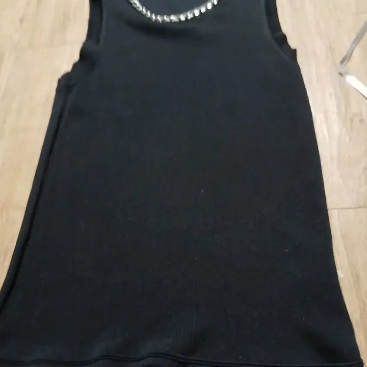 [BUNJANG] Misha Chain Black Sleeveless Knit Top / 미샤 체인 블랙 민소매 니트.55