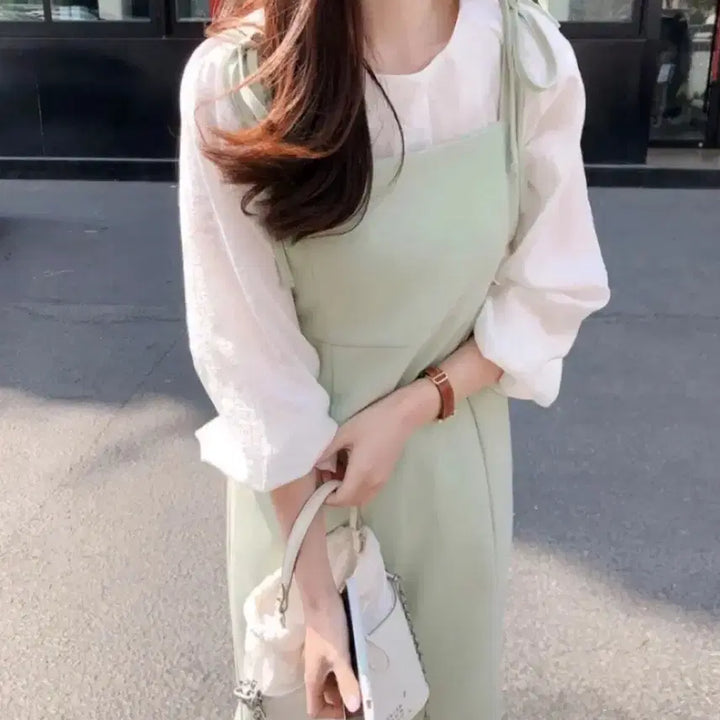 [BUNJANG] V-neck Bustier Strap Dress (Pink) / 뷔스티에 끈원피스(핑크)