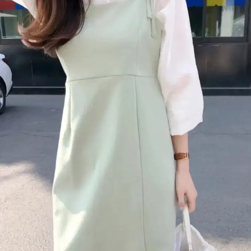 [BUNJANG] V-neck Bustier Strap Dress (Pink) / 뷔스티에 끈원피스(핑크)