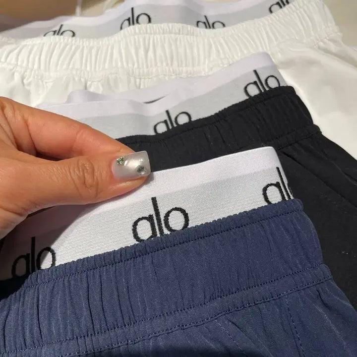 [BUNJANG] Alo Yoga Bounding Logo Crinkle Shorts / 알로 aloyoga 밴딩 로고 바스락 반바지 [새상품]