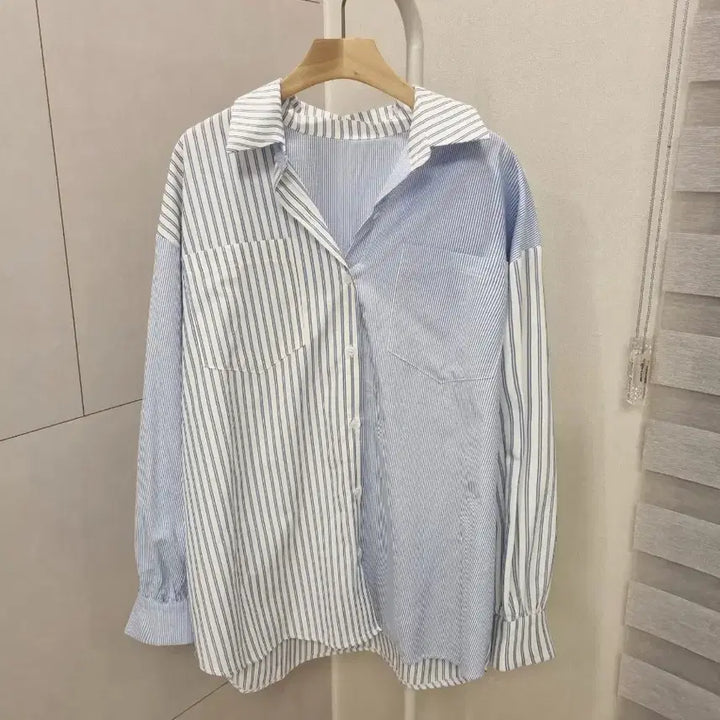 [BUNJANG] Two-Tone Striped Shirt / 투톤 스트라이프 셔츠