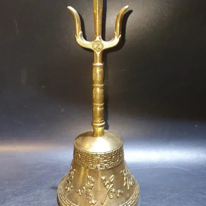 [BUNJANG] Brass Trident Auspicious Pattern Handbell / 황동 삼지창 길상문 요령