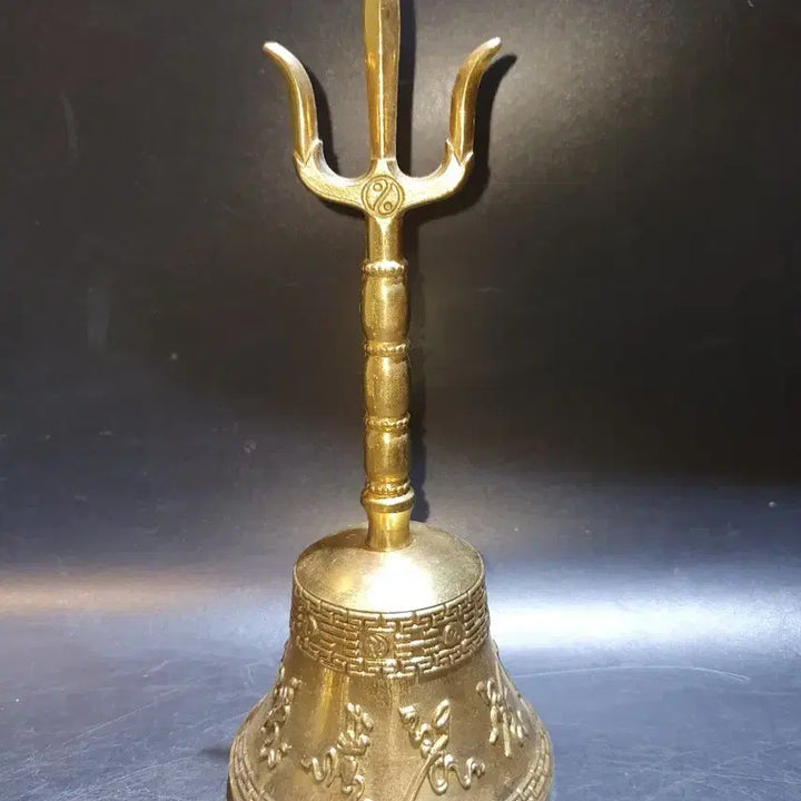 [BUNJANG] Brass Trident Auspicious Pattern Handbell / 황동 삼지창 길상문 요령
