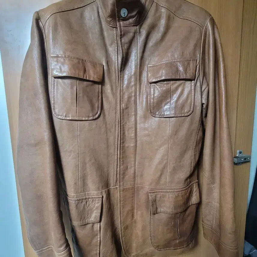 [BUNJANG] Trussardi Brown Leather Jacket / 트루사르디 갈색 가죽 자켓
