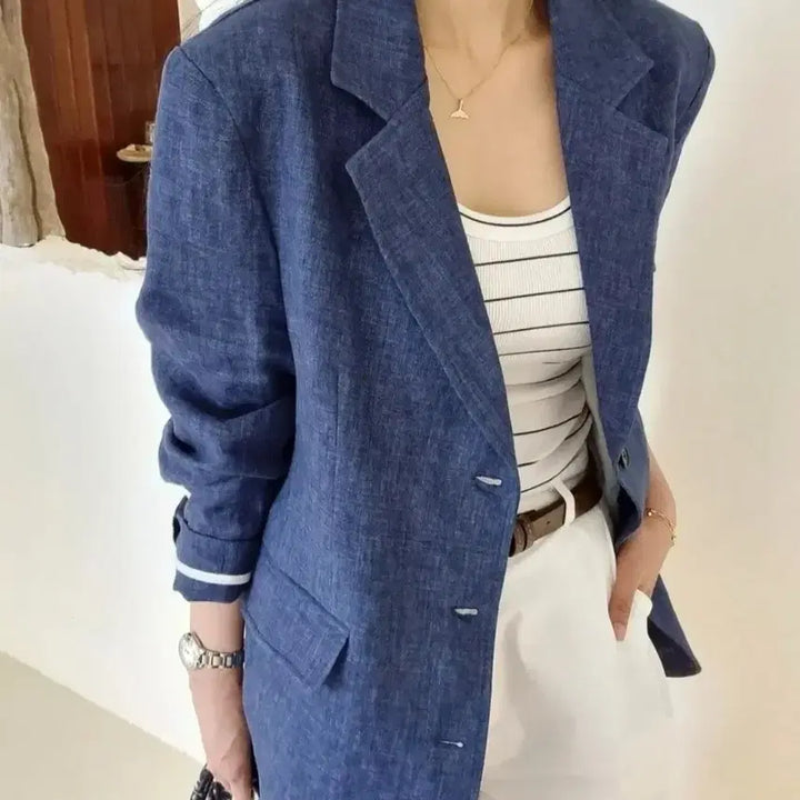 [BUNJANG] Signature Blue Linen Jacket / 시그니처 블루 린넨자켓