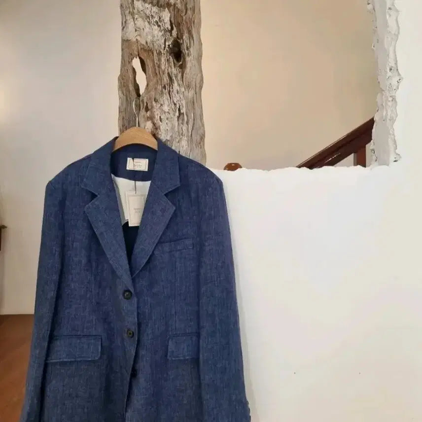 [BUNJANG] Signature Blue Linen Jacket / 시그니처 블루 린넨자켓