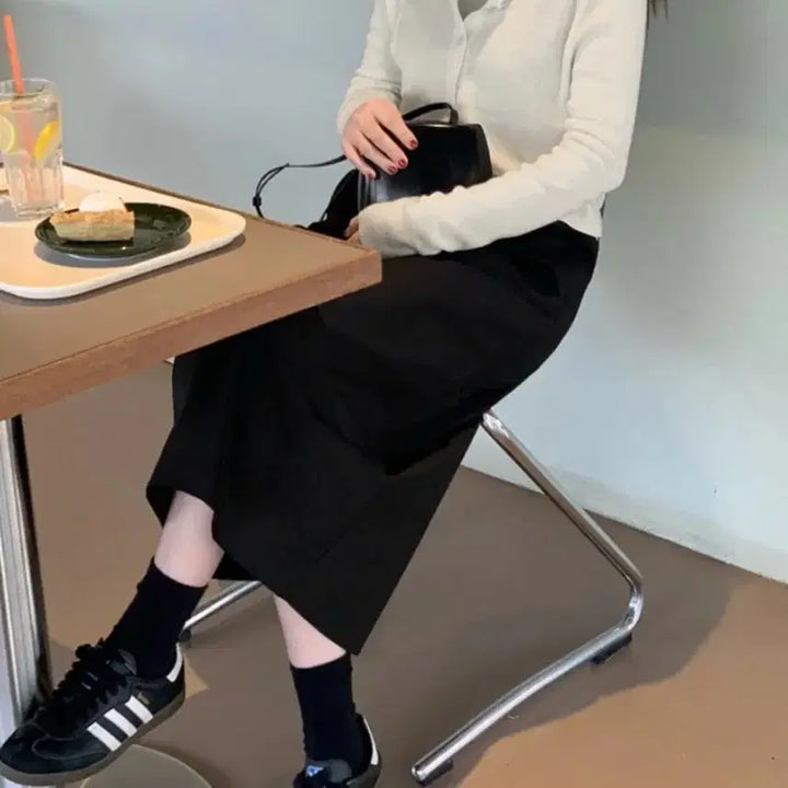[BUNJANG] String Pocket Long Skirt (Black) / 스트링 포켓 롱스커트(블랙)