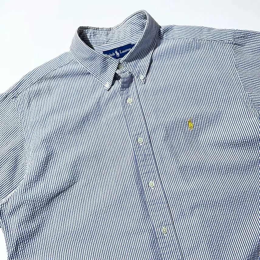 [BUNJANG] Polo Ralph Lauren Seersucker Stripe Short Sleeve Shirt / [XL] 폴로 랄프로렌 시어서커 스트라이프 반팔 셔츠