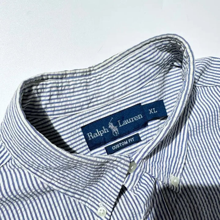 [BUNJANG] Polo Ralph Lauren Seersucker Stripe Short Sleeve Shirt / [XL] 폴로 랄프로렌 시어서커 스트라이프 반팔 셔츠