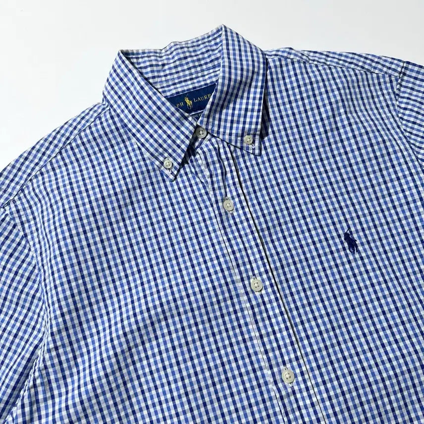 [BUNJANG] Polo Ralph Lauren Seersucker Check Short Sleeve Shirt / [M] 폴로 랄프로렌 시어서커 체크 반팔 셔츠