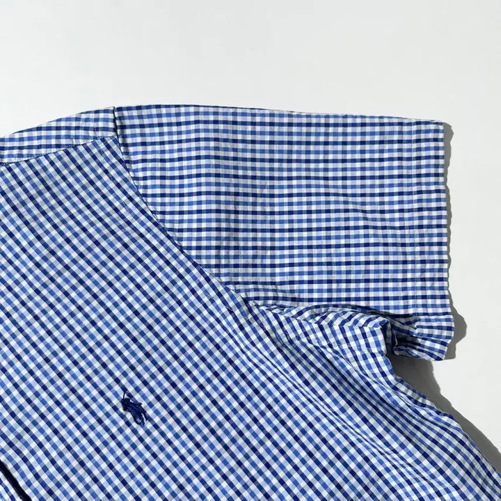 [BUNJANG] Polo Ralph Lauren Seersucker Check Short Sleeve Shirt / [M] 폴로 랄프로렌 시어서커 체크 반팔 셔츠