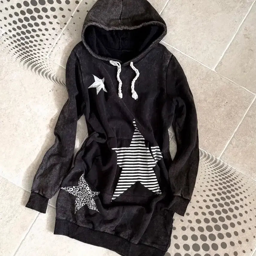 [BUNJANG] Wise Girl Long Hoodie / 와이즈걸 별 롱후드티