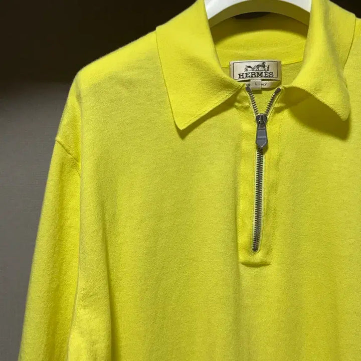 [BUNJANG] Hermès Cotton Half-Zip Short Sleeve Polo Shirt Yellow L / 에르메스 코튼 하프 집업 반팔 폴로 셔츠 옐로우 L