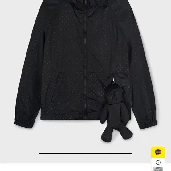 [SOLD OUT] 후아유 스티브 패커블 윈드브레이커 (곰돌이 키링 바람막이)블랙 도트 색상