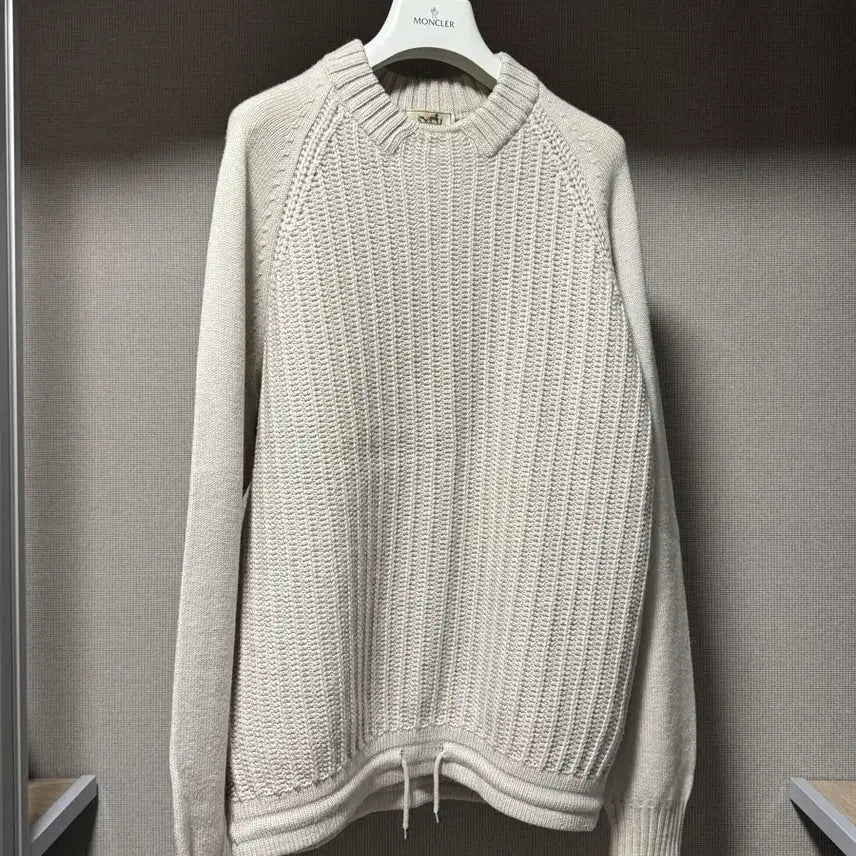 [BUNJANG] Hermes Cable Knit Sweater White L / 에르메스 울 긴팔 케이블 니트 화이트 L
