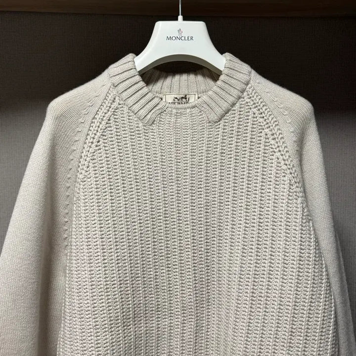 [BUNJANG] Hermes Cable Knit Sweater White L / 에르메스 울 긴팔 케이블 니트 화이트 L