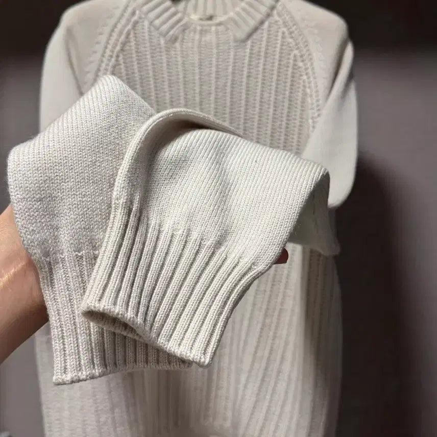 [BUNJANG] Hermes Cable Knit Sweater White L / 에르메스 울 긴팔 케이블 니트 화이트 L