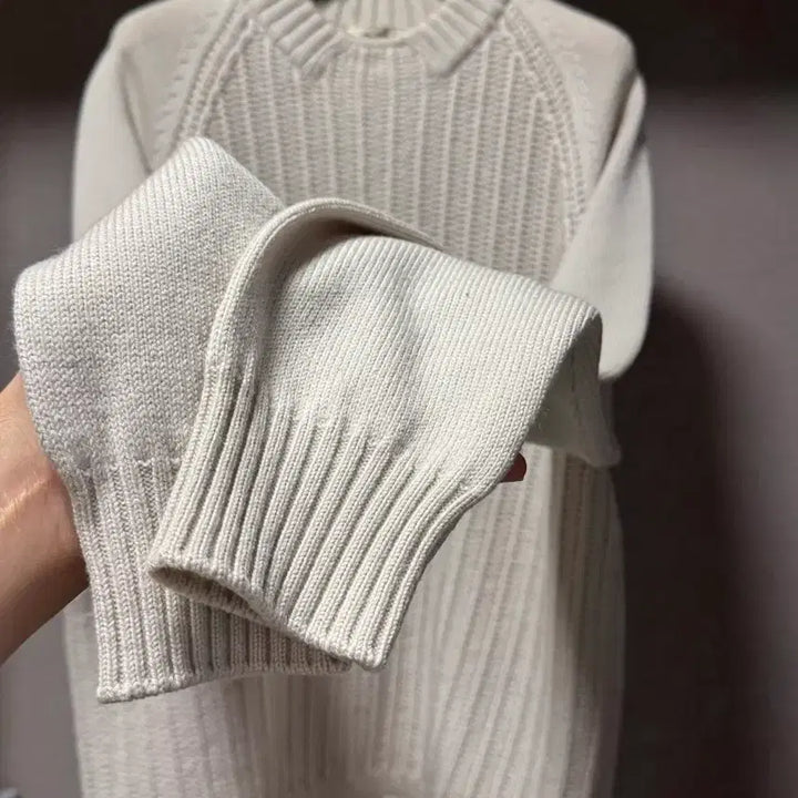 [BUNJANG] Hermes Cable Knit Sweater White L / 에르메스 울 긴팔 케이블 니트 화이트 L