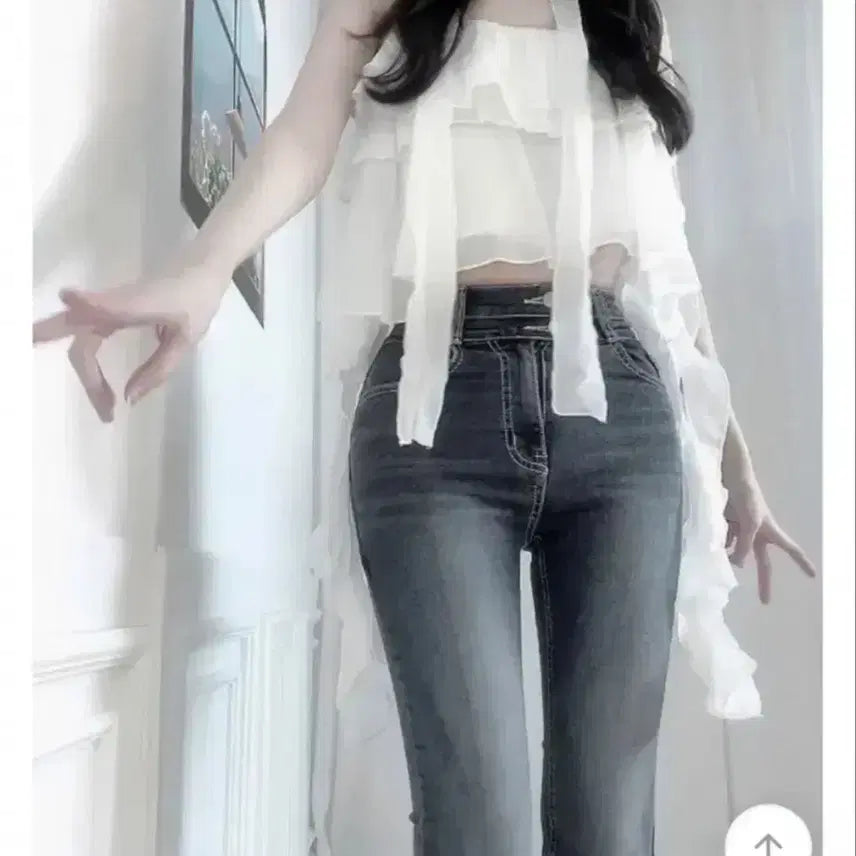 [BUNJANG] Ably Two-Button Washed Denim Pants S / 에이블리 힙딥보정 투버튼 워싱 데님 팬츠 S