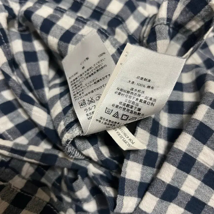 [BUNJANG] Ralph Lauren Denim &amp; Supply Gingham Check Jumpsuit / 랄프로렌 데님앤서플라이 아사면 깅엄체크 점프수트 네이비휴가룩긴팔셔츠반바지