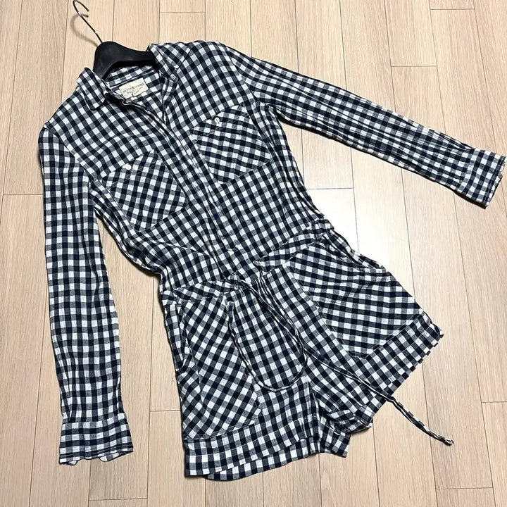 [BUNJANG] Ralph Lauren Denim &amp; Supply Gingham Check Jumpsuit / 랄프로렌 데님앤서플라이 아사면 깅엄체크 점프수트 네이비휴가룩긴팔셔츠반바지