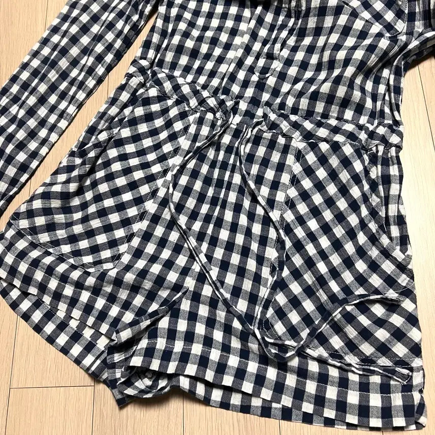 [BUNJANG] Ralph Lauren Denim &amp; Supply Gingham Check Jumpsuit / 랄프로렌 데님앤서플라이 아사면 깅엄체크 점프수트 네이비휴가룩긴팔셔츠반바지