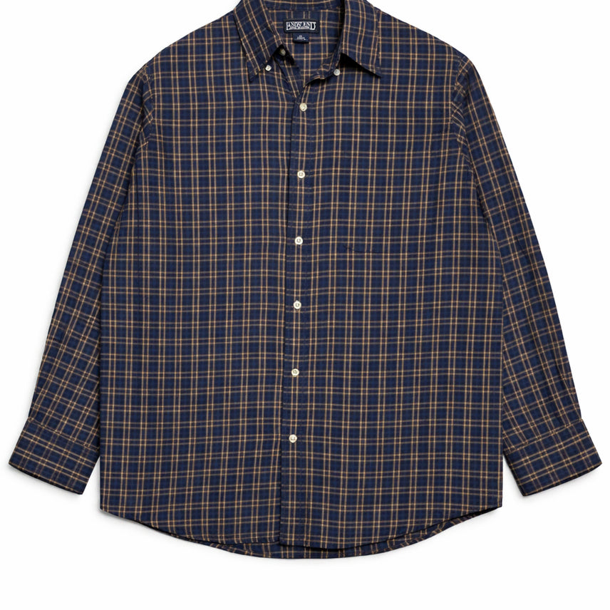 [SOLD OUT] JPN 90s 일본 빈티지 Y2K 아메카지 랜즈엔드 네이비 체크 셔츠 M