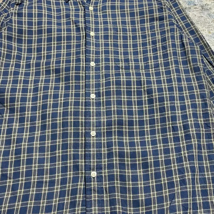 [SOLD OUT] JPN 90s 일본 빈티지 Y2K 아메카지 랜즈엔드 네이비 체크 셔츠 M