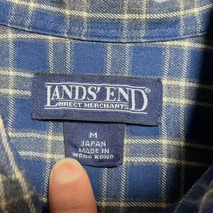 [SOLD OUT] JPN 90s 일본 빈티지 Y2K 아메카지 랜즈엔드 네이비 체크 셔츠 M