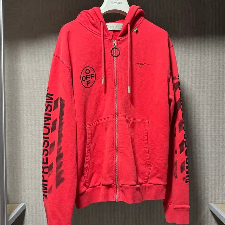 [BUNJANG] Off-White Impressionism Diag Hoodie Red M / 오프화이트 임프레셔니즘 디아그 후드 집업 레드 M
