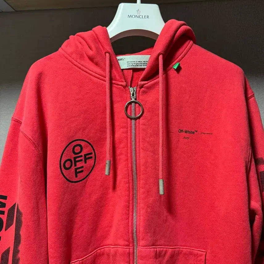 [BUNJANG] Off-White Impressionism Diag Hoodie Red M / 오프화이트 임프레셔니즘 디아그 후드 집업 레드 M