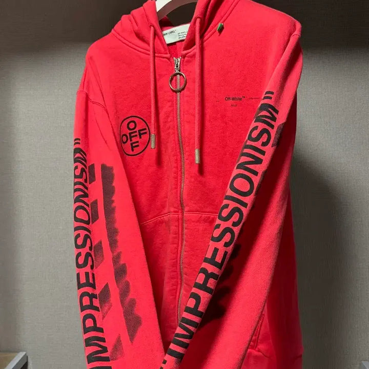 [BUNJANG] Off-White Impressionism Diag Hoodie Red M / 오프화이트 임프레셔니즘 디아그 후드 집업 레드 M