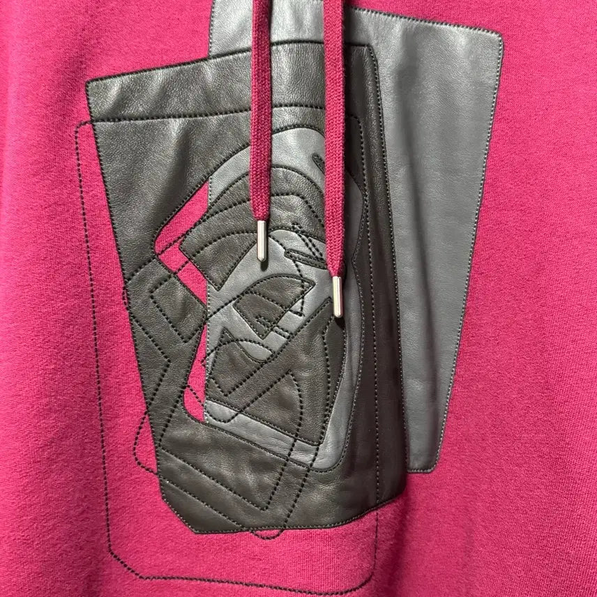 [BUNJANG] Hermes Leather Patch Hoodie Purple M / 에르메스 가죽패티 후드티 자주색 M