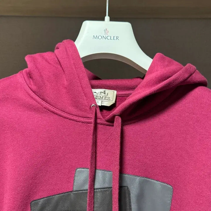 [BUNJANG] Hermes Leather Patch Hoodie Purple M / 에르메스 가죽패티 후드티 자주색 M