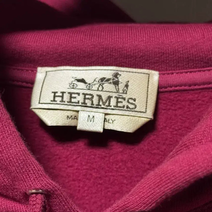 [BUNJANG] Hermes Leather Patch Hoodie Purple M / 에르메스 가죽패티 후드티 자주색 M
