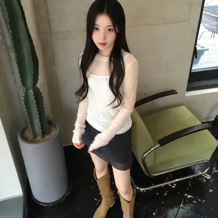 [SOLD OUT] 데이빈 미즈 셔링 레이스티 + 네트 레이어드 레이스 나시 세트